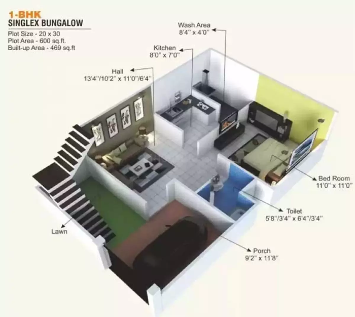 20*50 House Plan Design