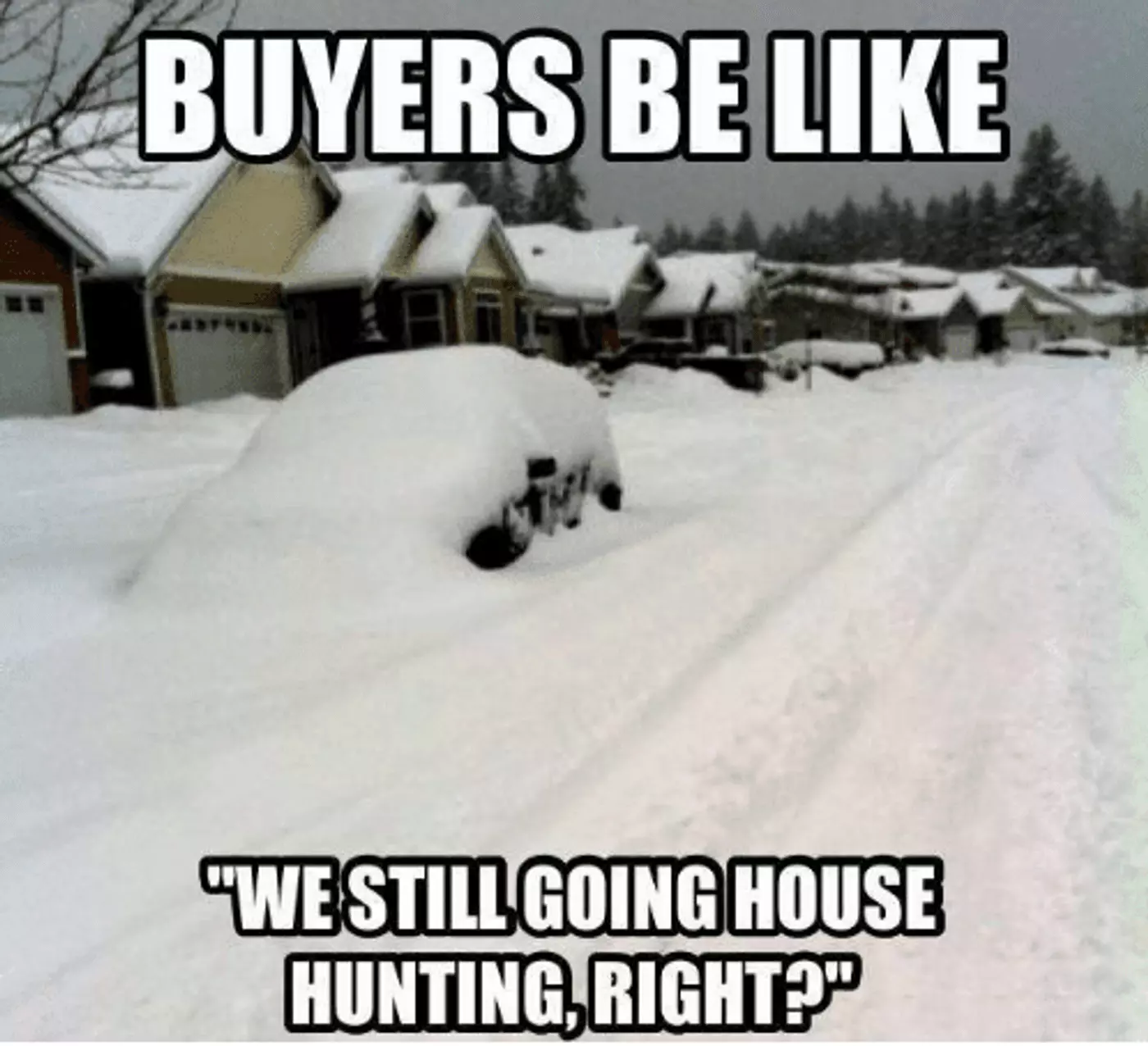 Homebuyers Meme example - No matter the weather