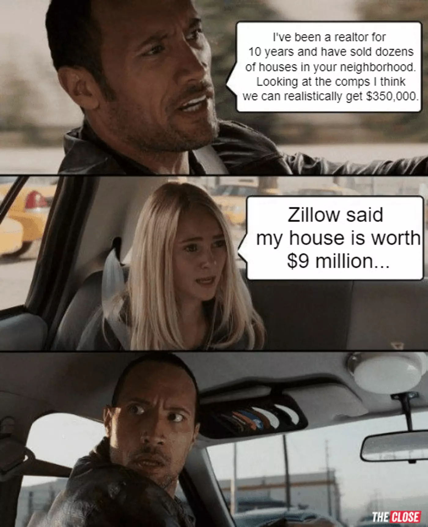 Housing Meme example - Zillow vs. reality