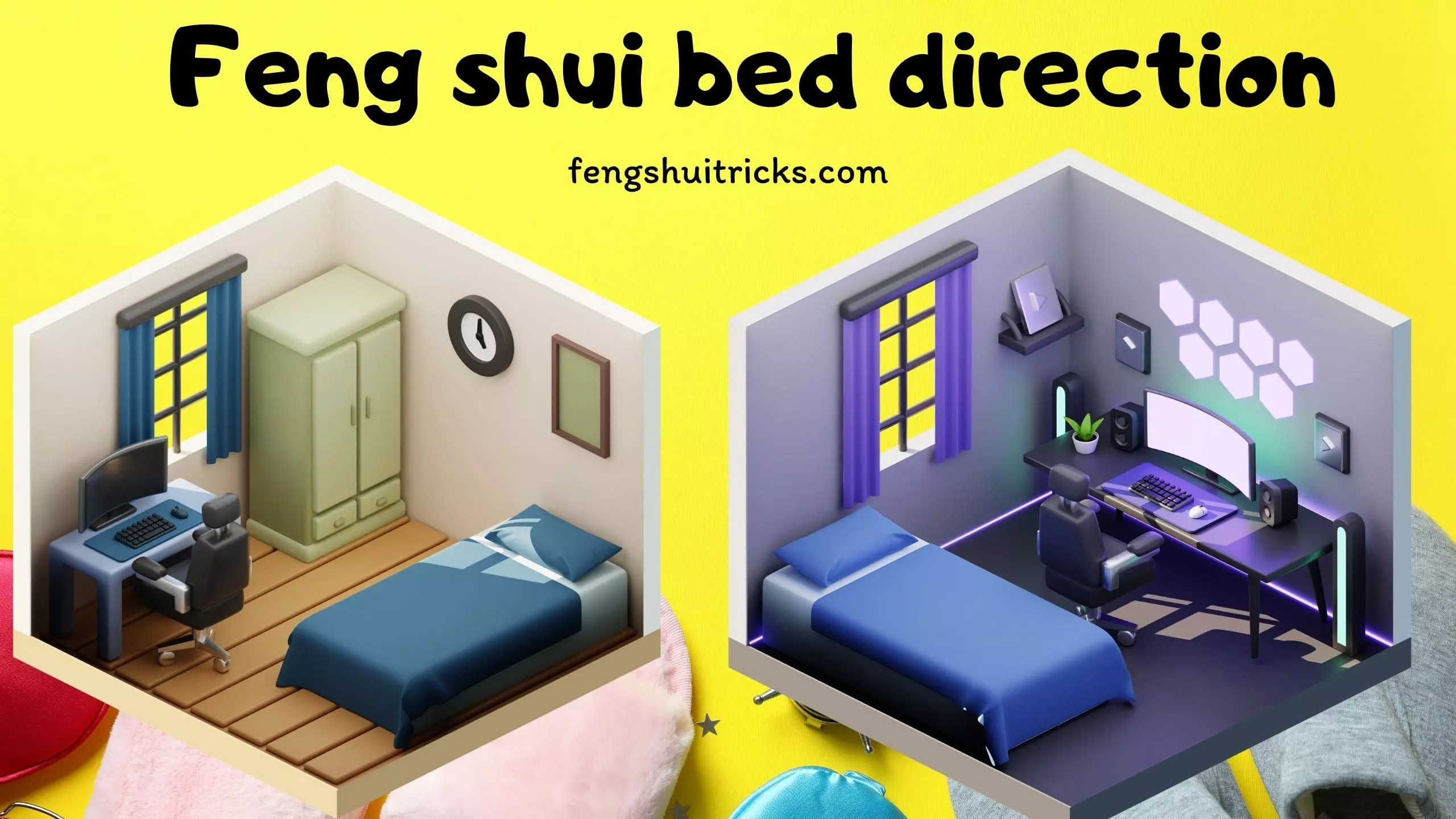 feng shui bed placement against a wall