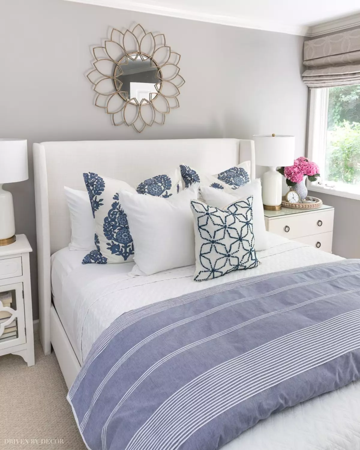 Love these formulas for how to arrange pillows on a queen bed. This "classic" look is my favorite!