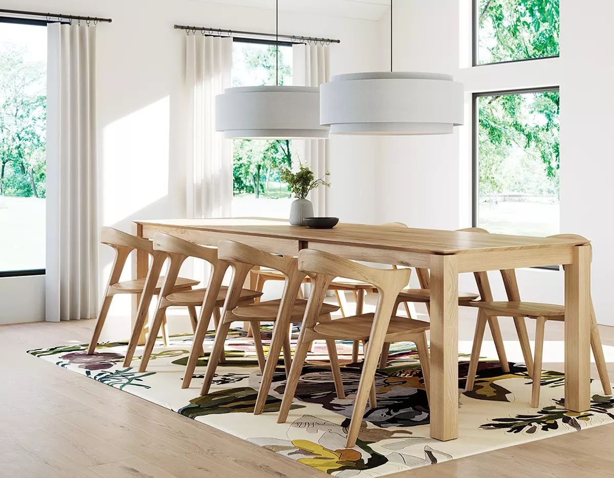 Slice Extendable Dining Table with matching dining chairs