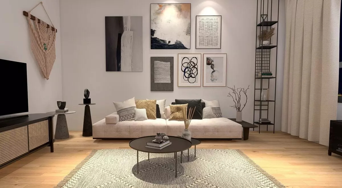 Scandi boho minimal living room