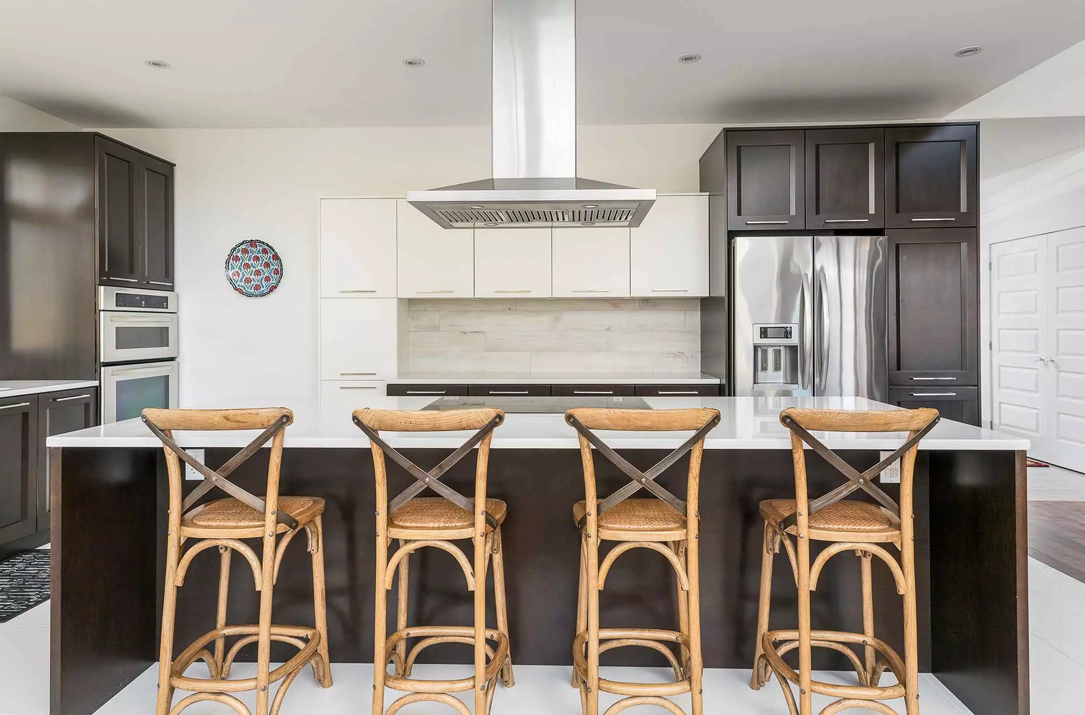 Kitchen island with stovetop.