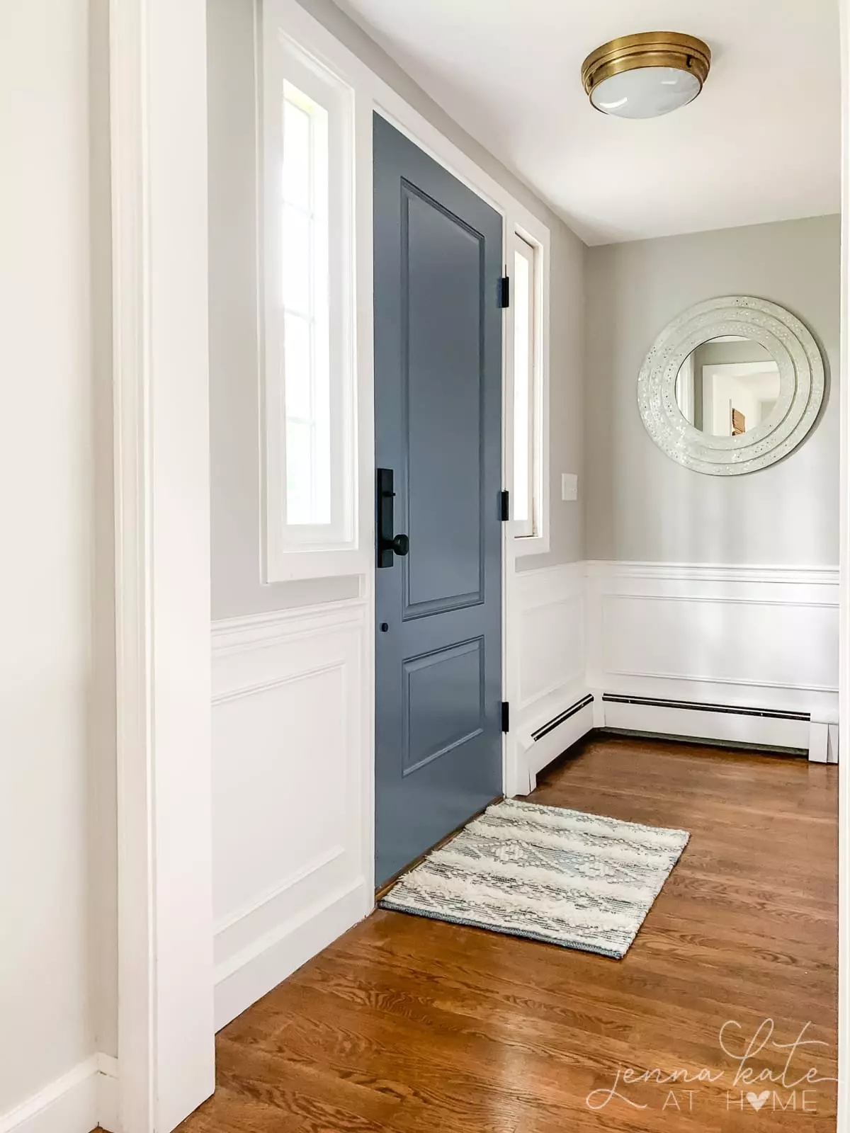 Repose Gray entryway - one of the best Sherwin Williams warm gray colors