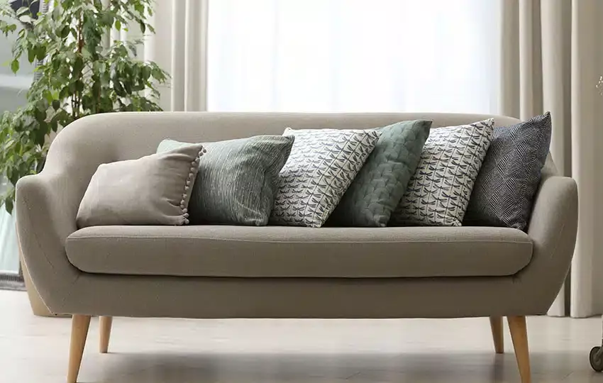 Sofa with different throw pillow sizes