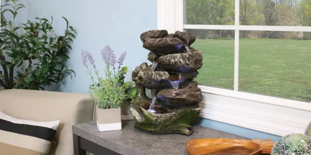 Indoor feng shui water fountain in the living room