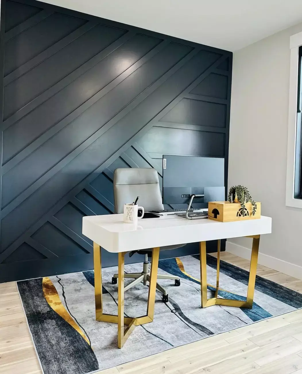 Grey Accent Wall for Home Office