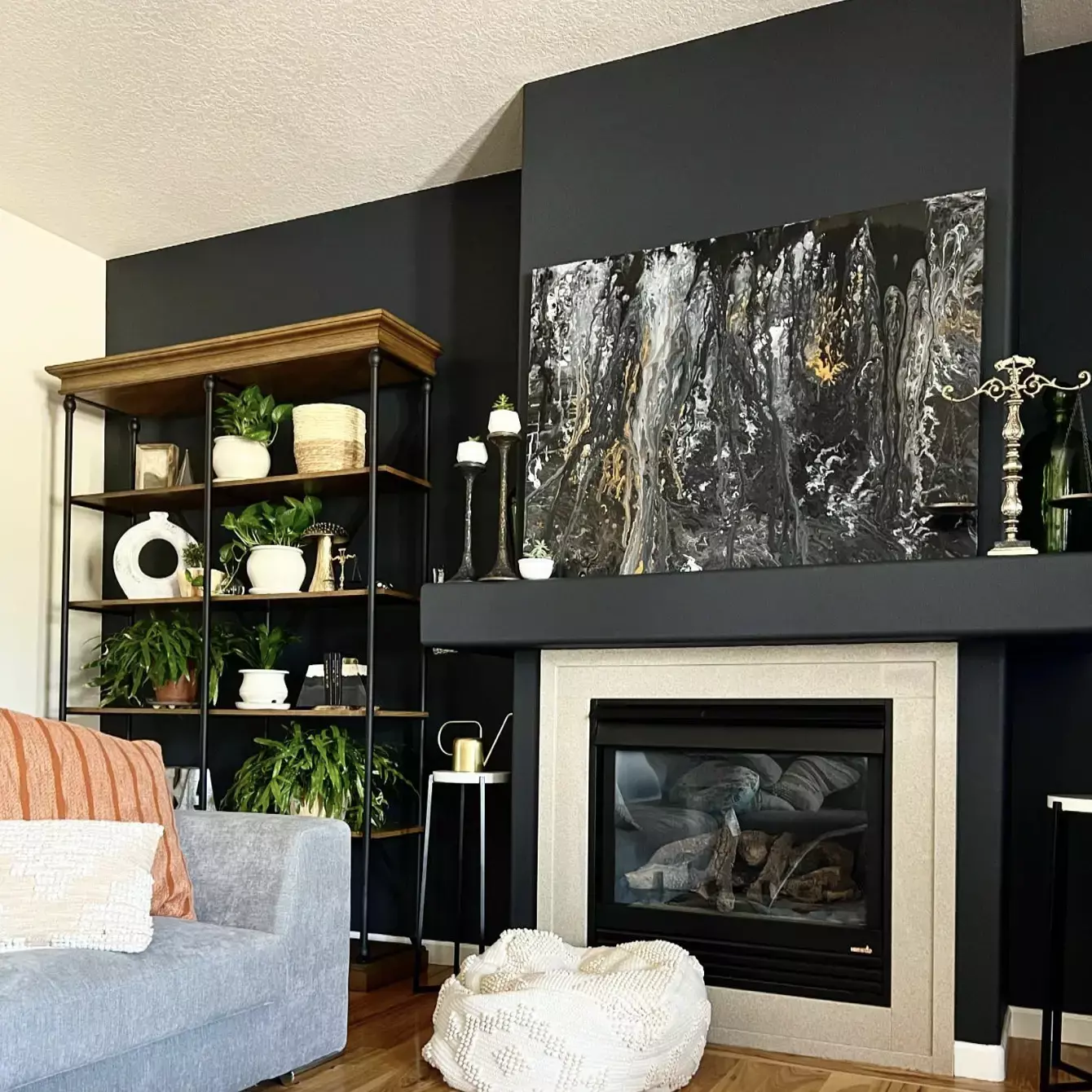 Industrial Vibe Grey Accent Wall for Fireplace