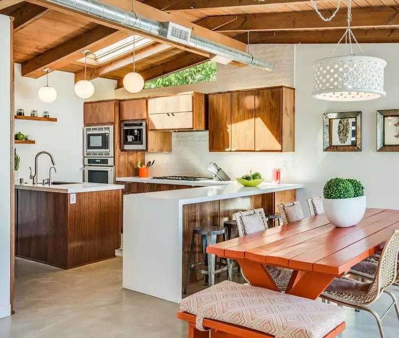 Black Kitchen Island Design Mid-Century Modern Kitchen via @postandbeamliving