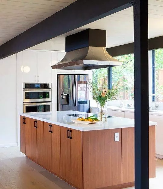 Yellow Accent Door in Mid-Century Modern Kitchen via @thejennyjames