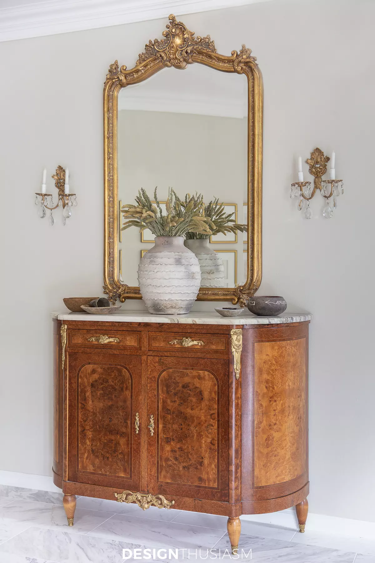 Entry foyer console with fall branches