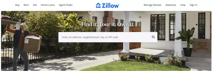 real estate website design examples - zillow