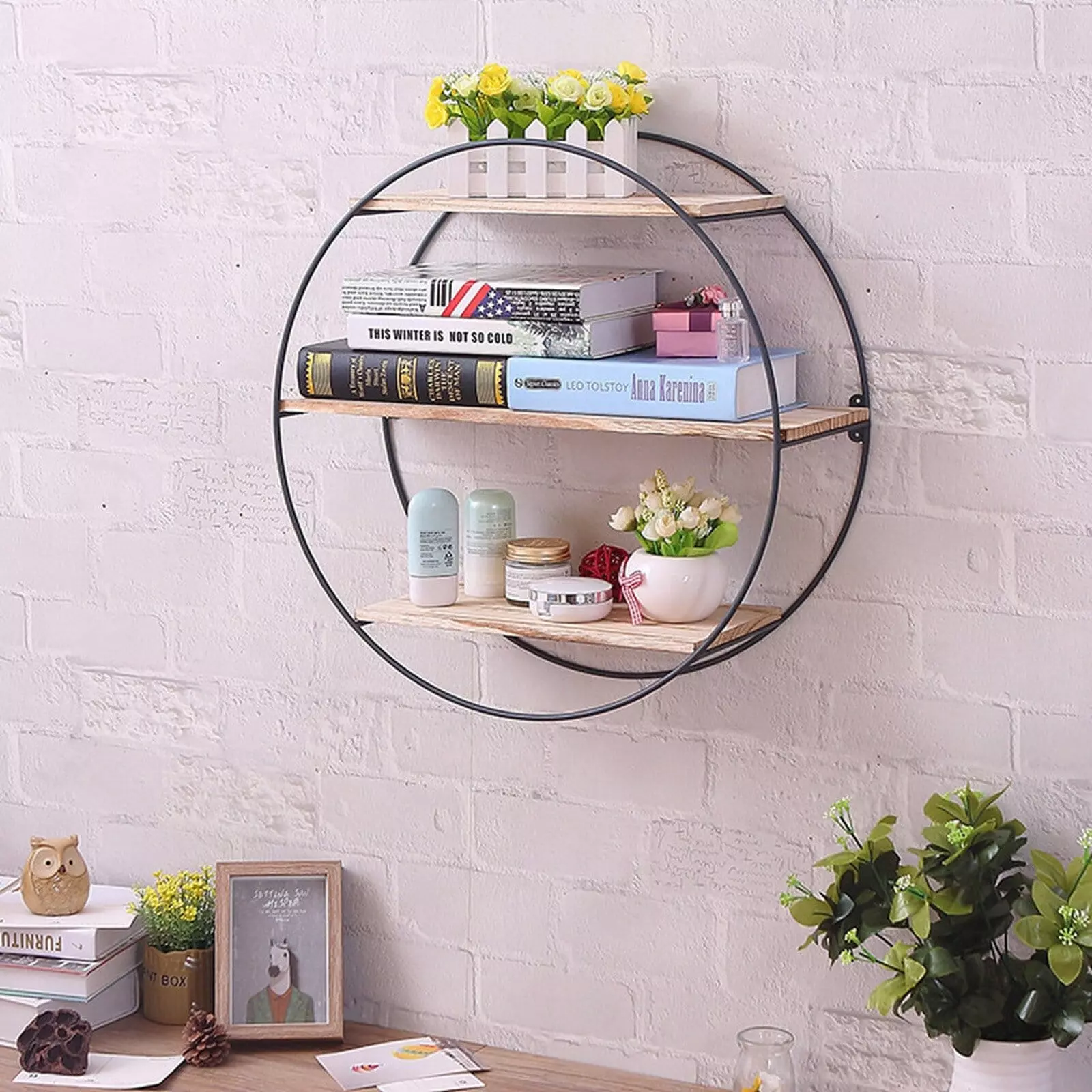 Contemporary Round Accent Shelf