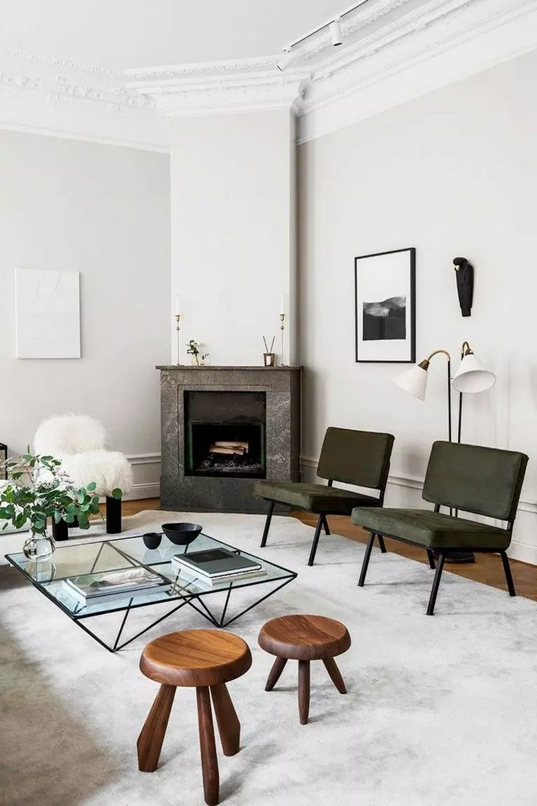 Black Leather Butterfly Chair in Scandinavian Living Room