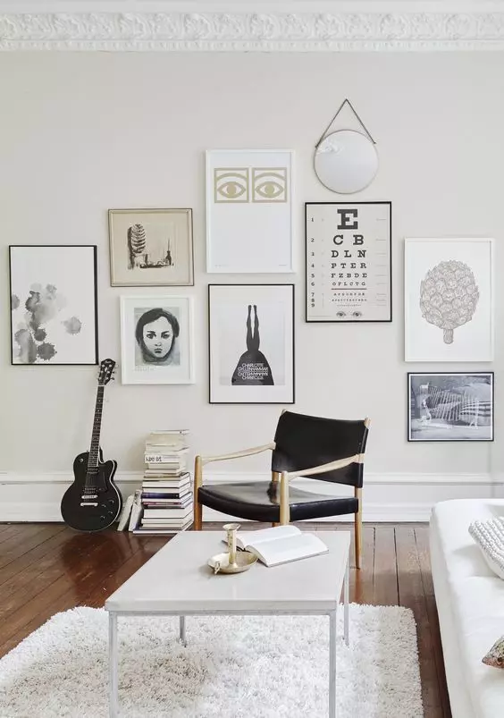 Black Marble Coffee Table in Scandinavian Living Room