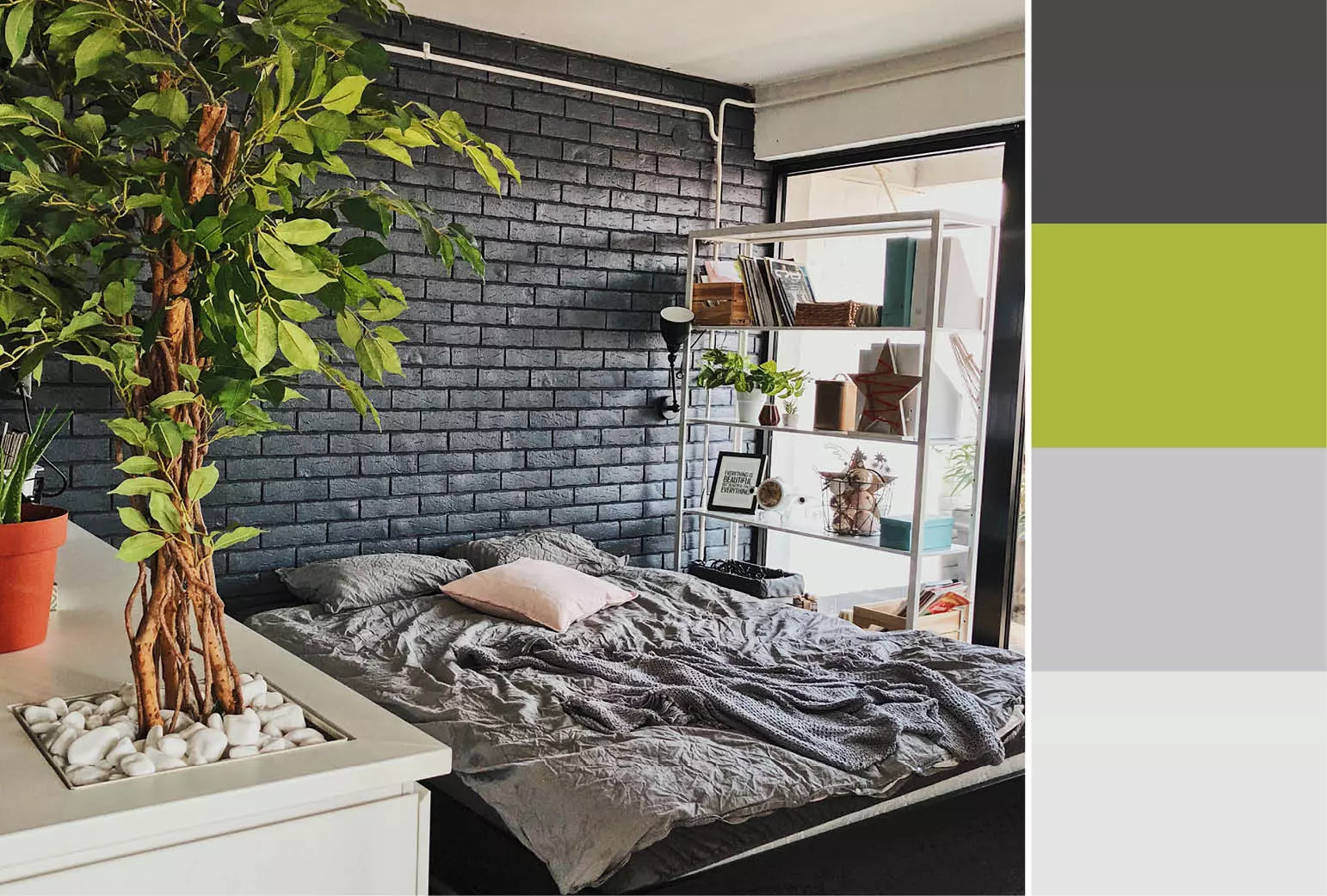 black brick bedroom