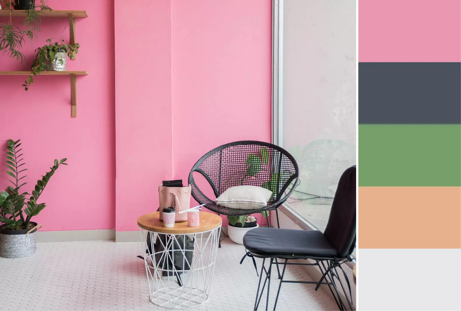 bright pink accent wall