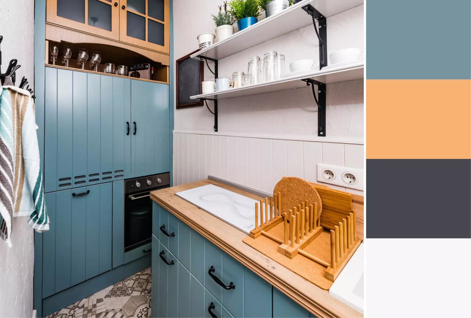 light blue cabinets