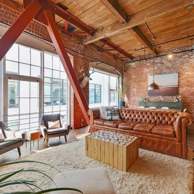 High Ceilings in an Open Industrial Living Room