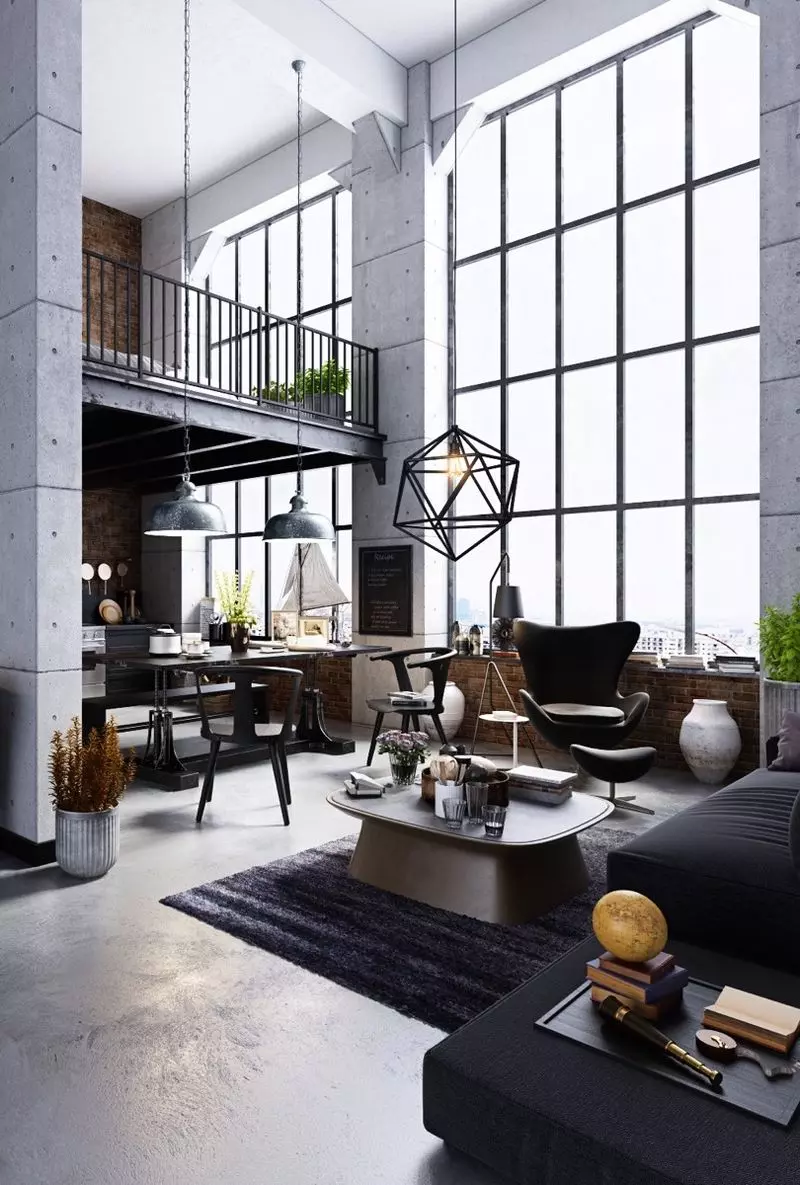 3-Level Ring Chandelier in industrial living room