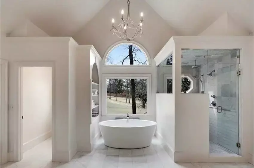 Modern bathroom with window in shower