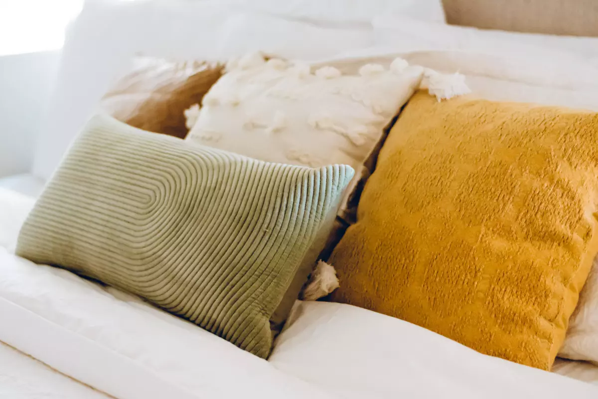 Pillows on a bed