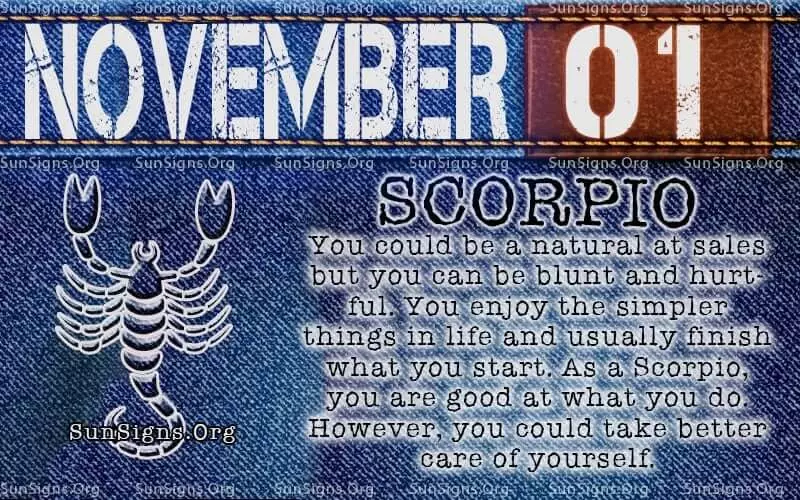 November 1 Scorpio Birthday Calendar