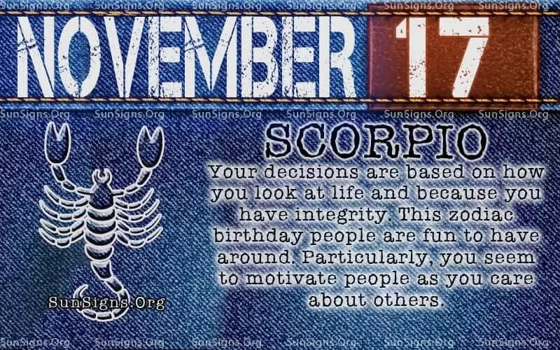 November 17 scorpio birthday calendar