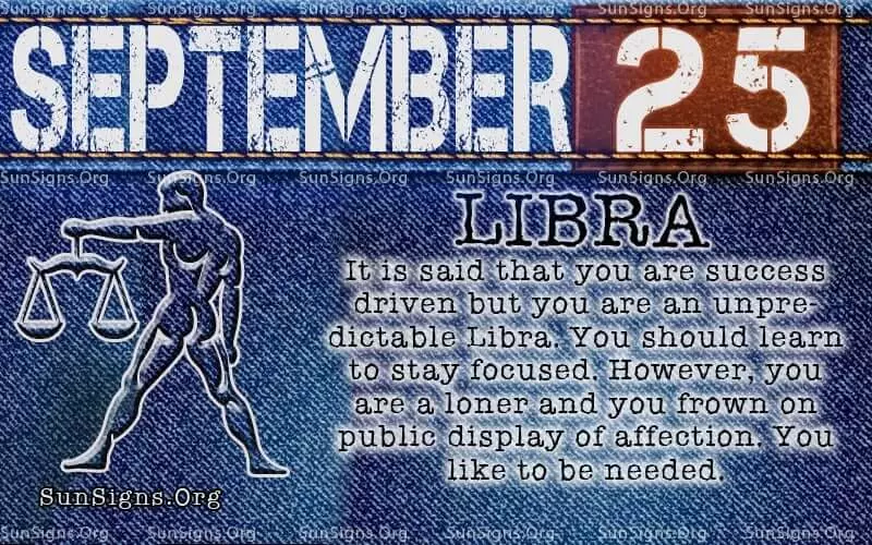 September 25 Libra Birthday Calendar