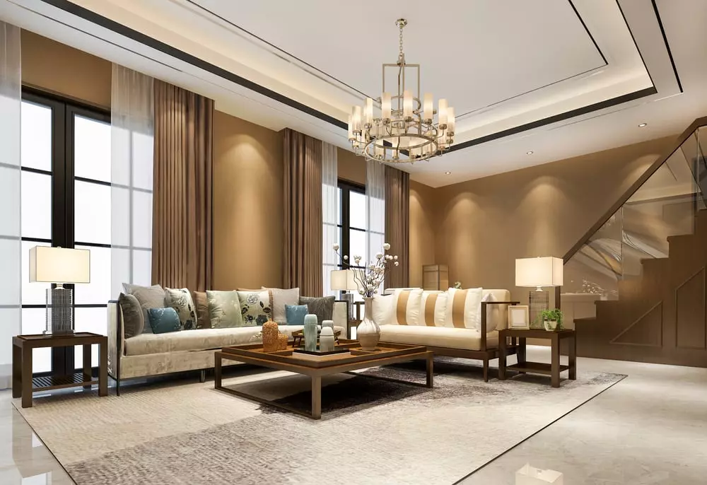 Chandeliers in duplex apartments