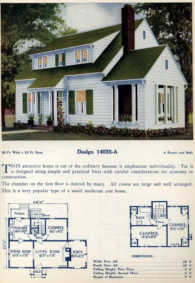 A popular plan for a 3-bedroom vintage house