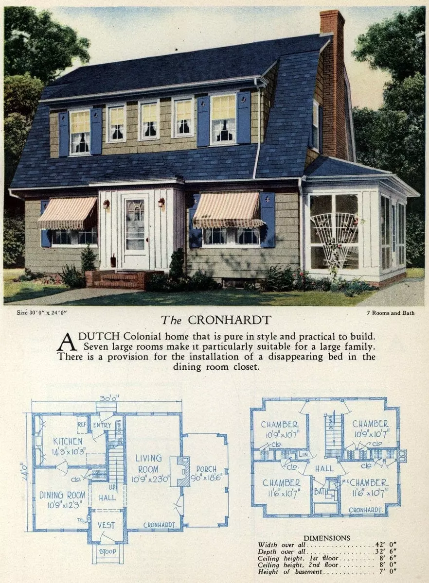 Vintage 1920s Dutch Colonial house plan