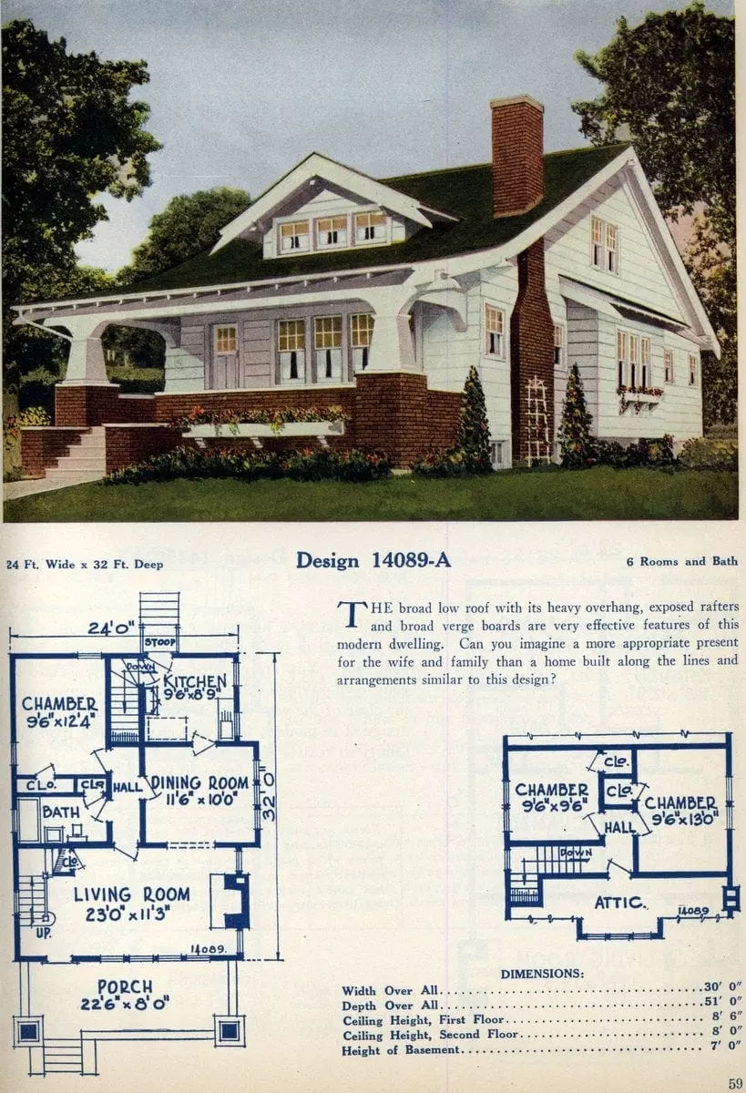 A cute Craftman-style ’20s house floorplan