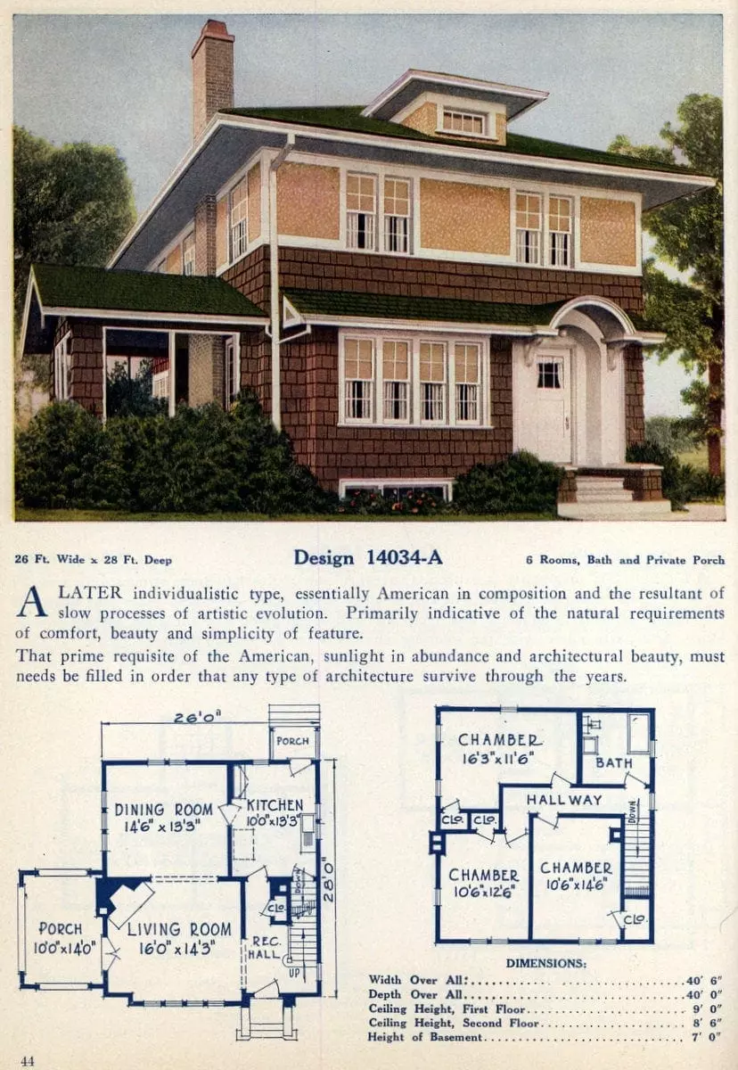 Floorplan for a 6-room house with a sun parlor