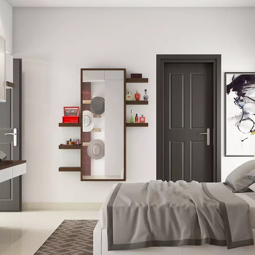 Dressing room wardrobe design with glass doors