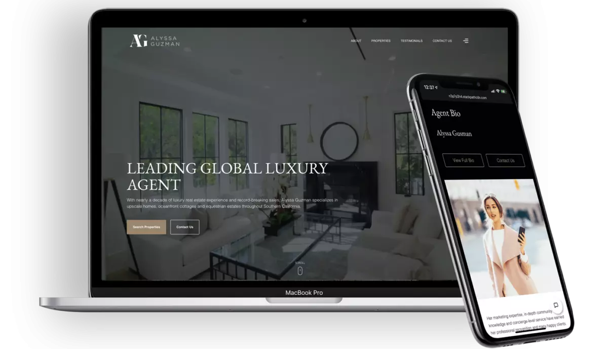 example of a Luxury Presence website on desktop and mobile