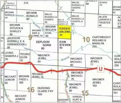 County Plat Book showing Arlene Doosis' 40 acres