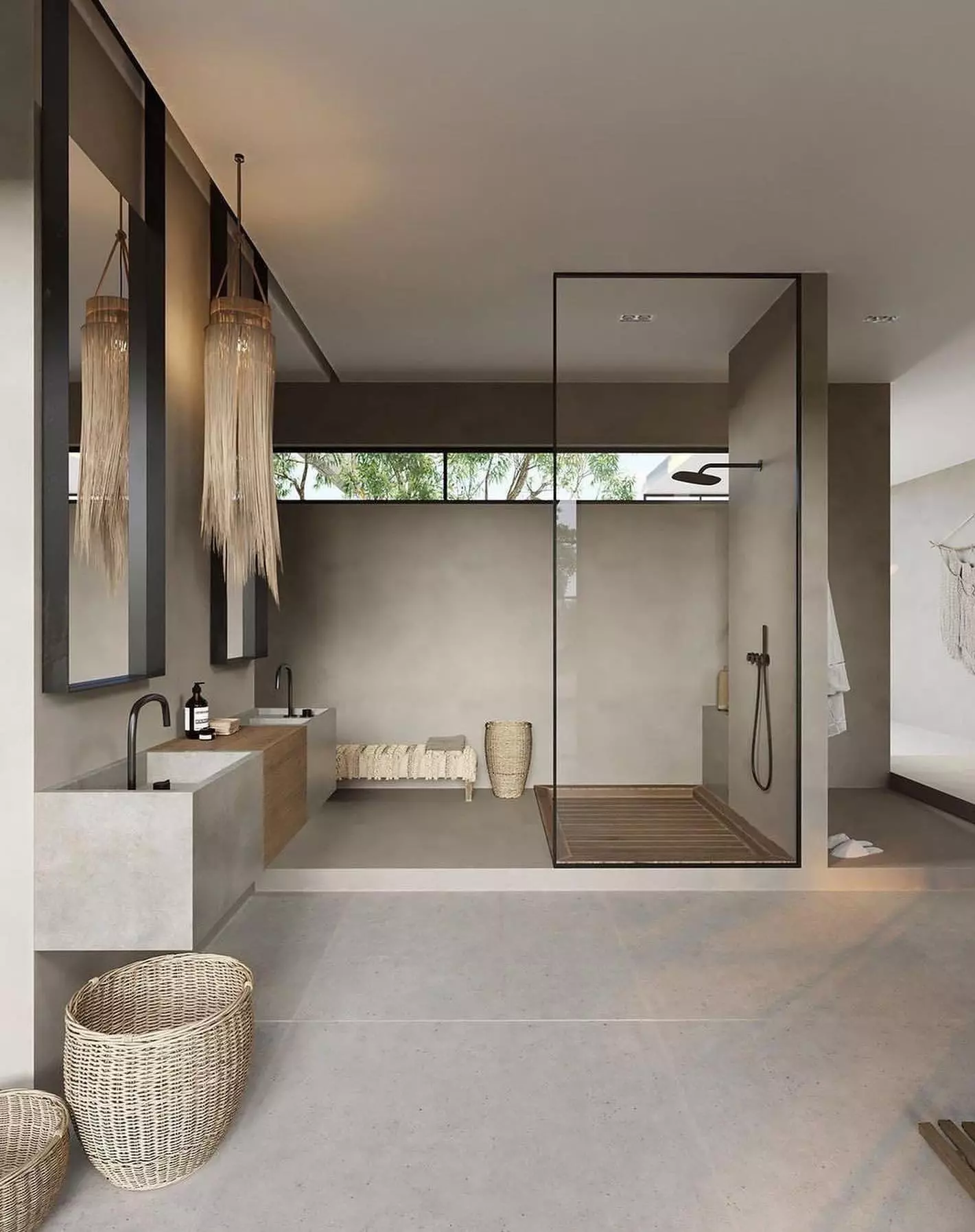 Japandi interior design bathroom