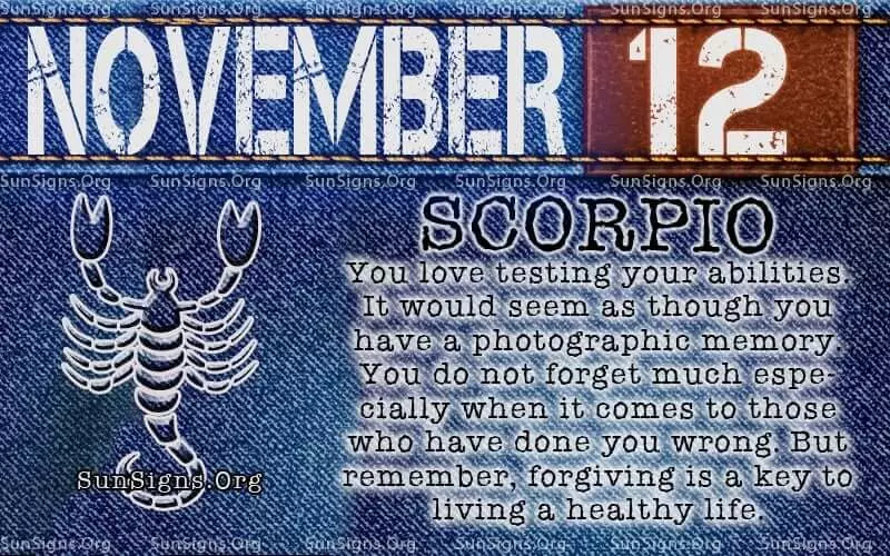 November 12 scorpio birthday calendar