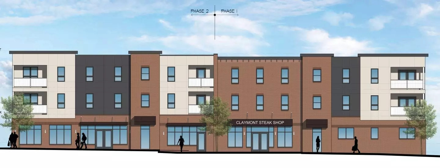 Elevation plans for the new mixed-use development in Claymont