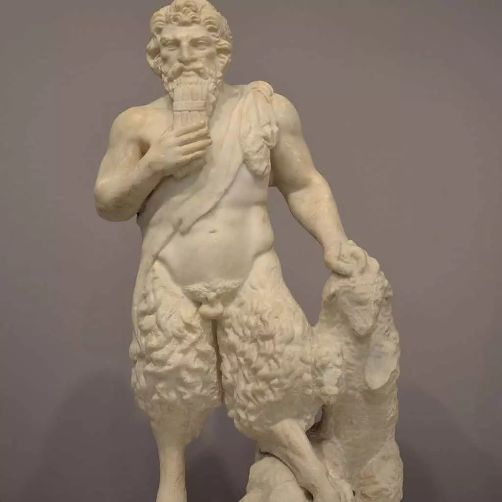 A statue depicting the Greek god Pan