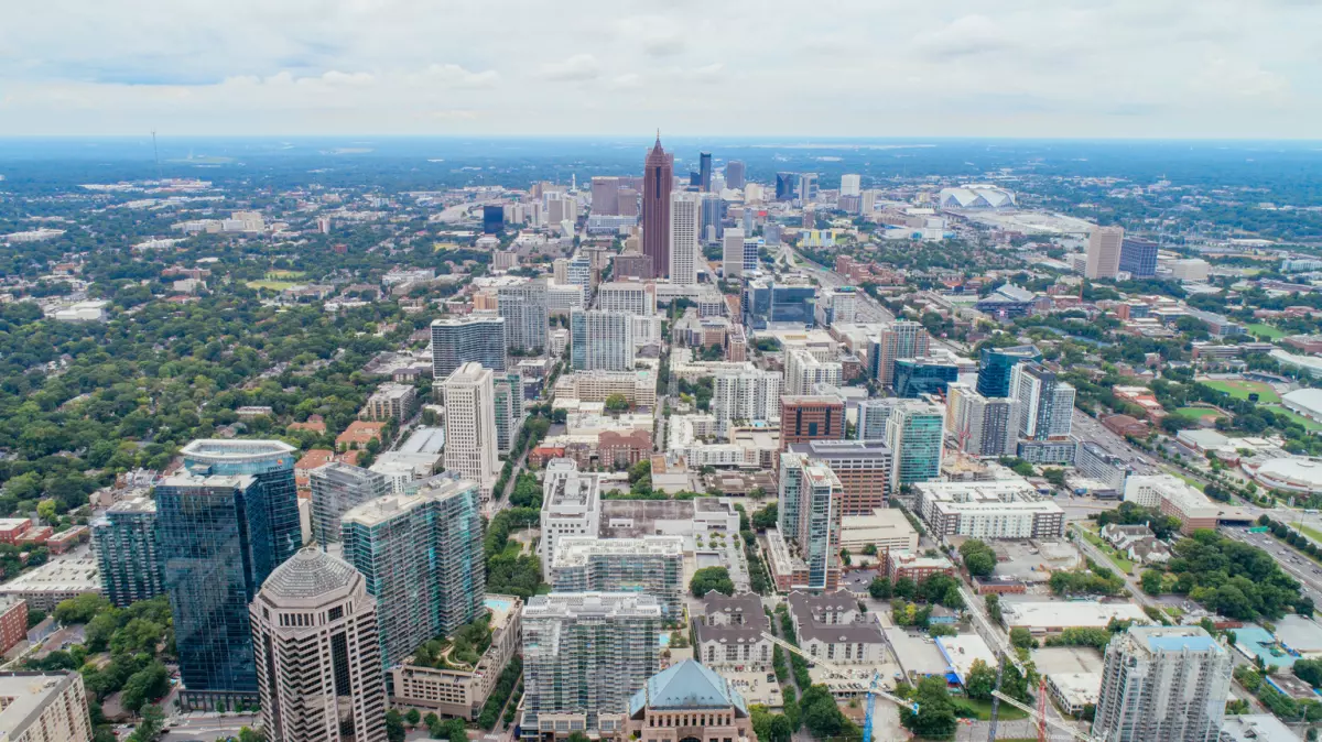 Symmetric Aerial of Atlanta Skyline