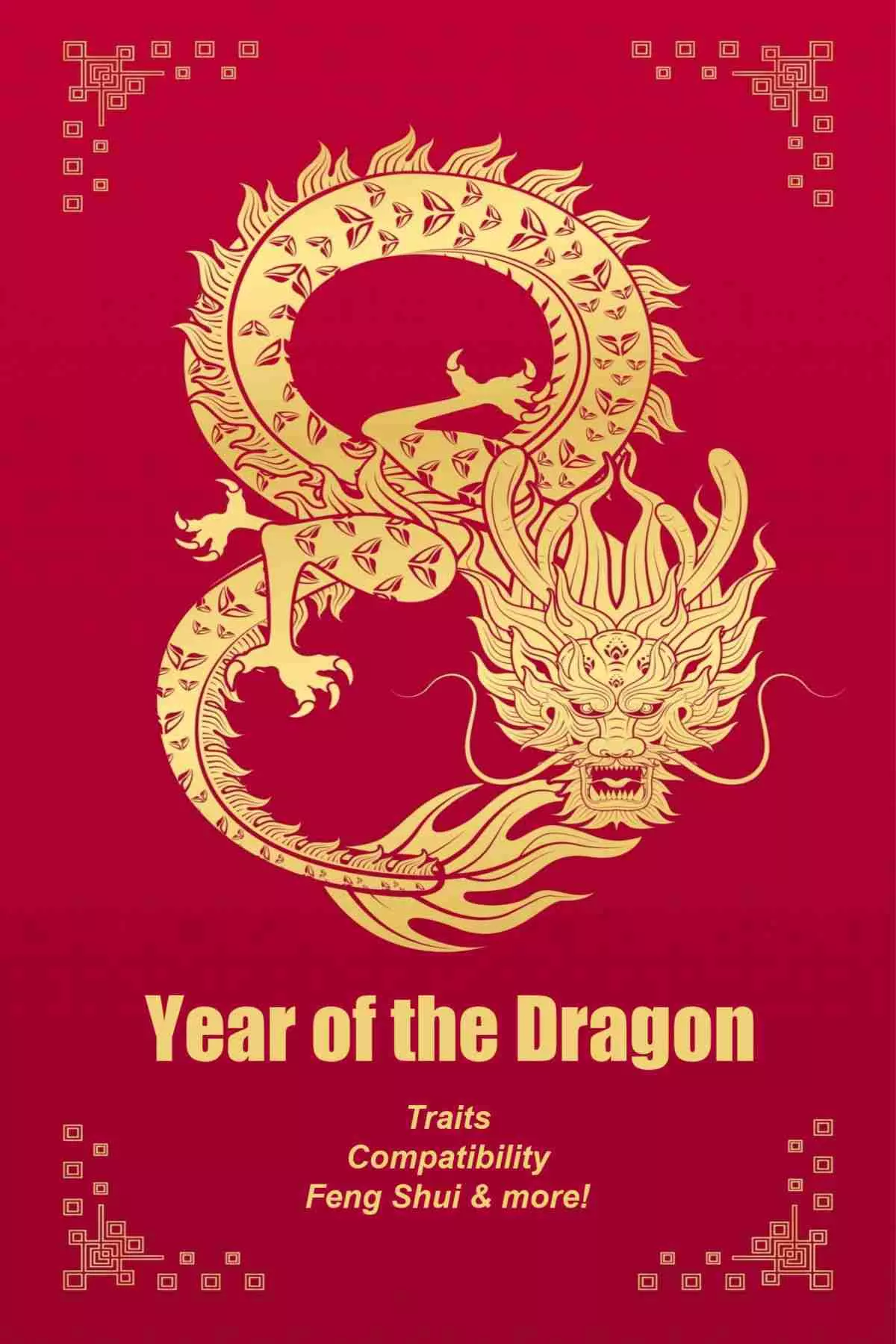 Gold dragon with words Year of the Dragon, traits, compatibility, Feng Shui & more!