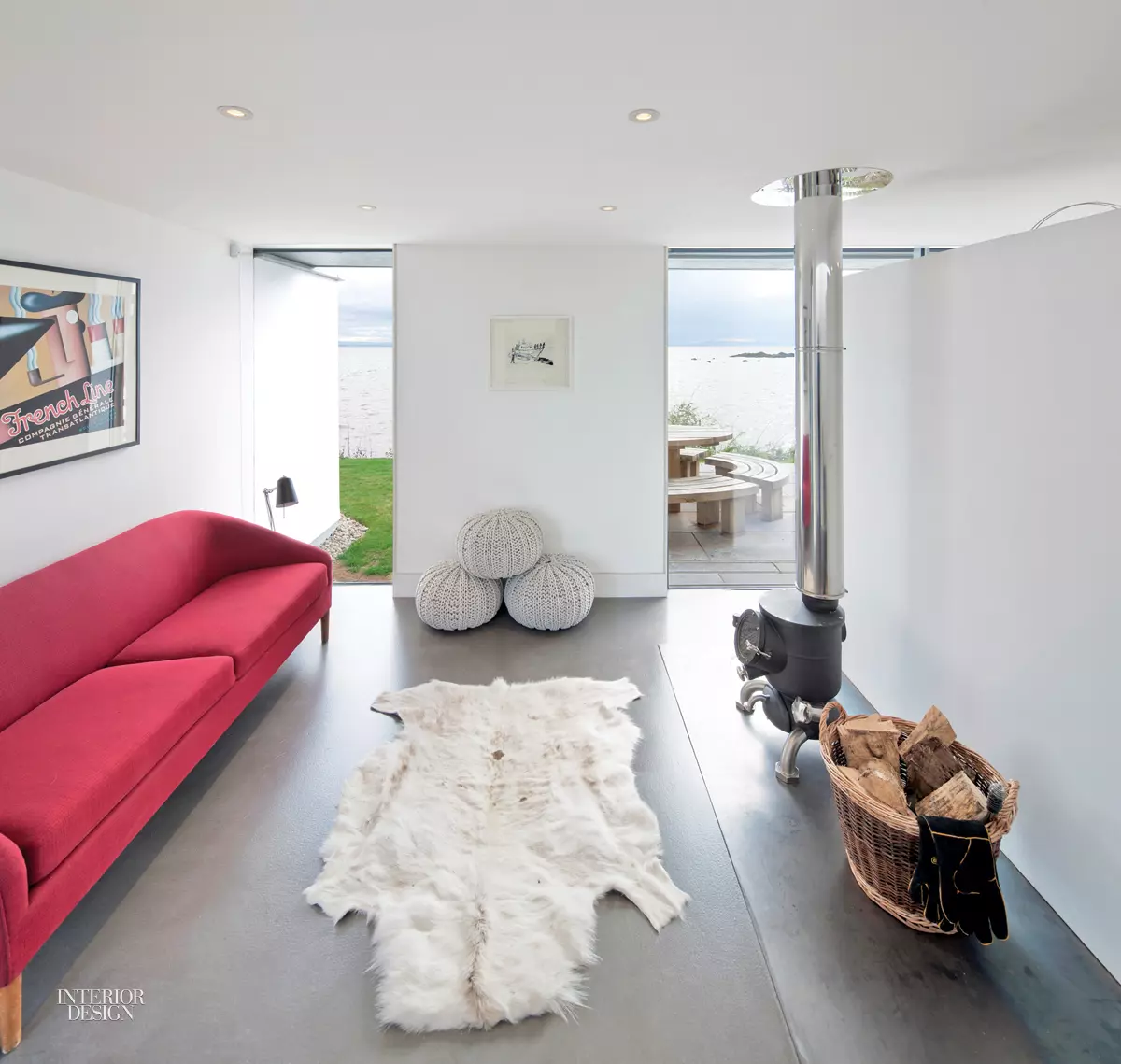 The living room of a modern beach house in Scotland