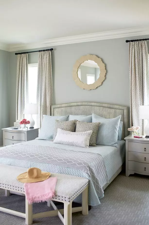 blue and grey bedroom in contemporary style