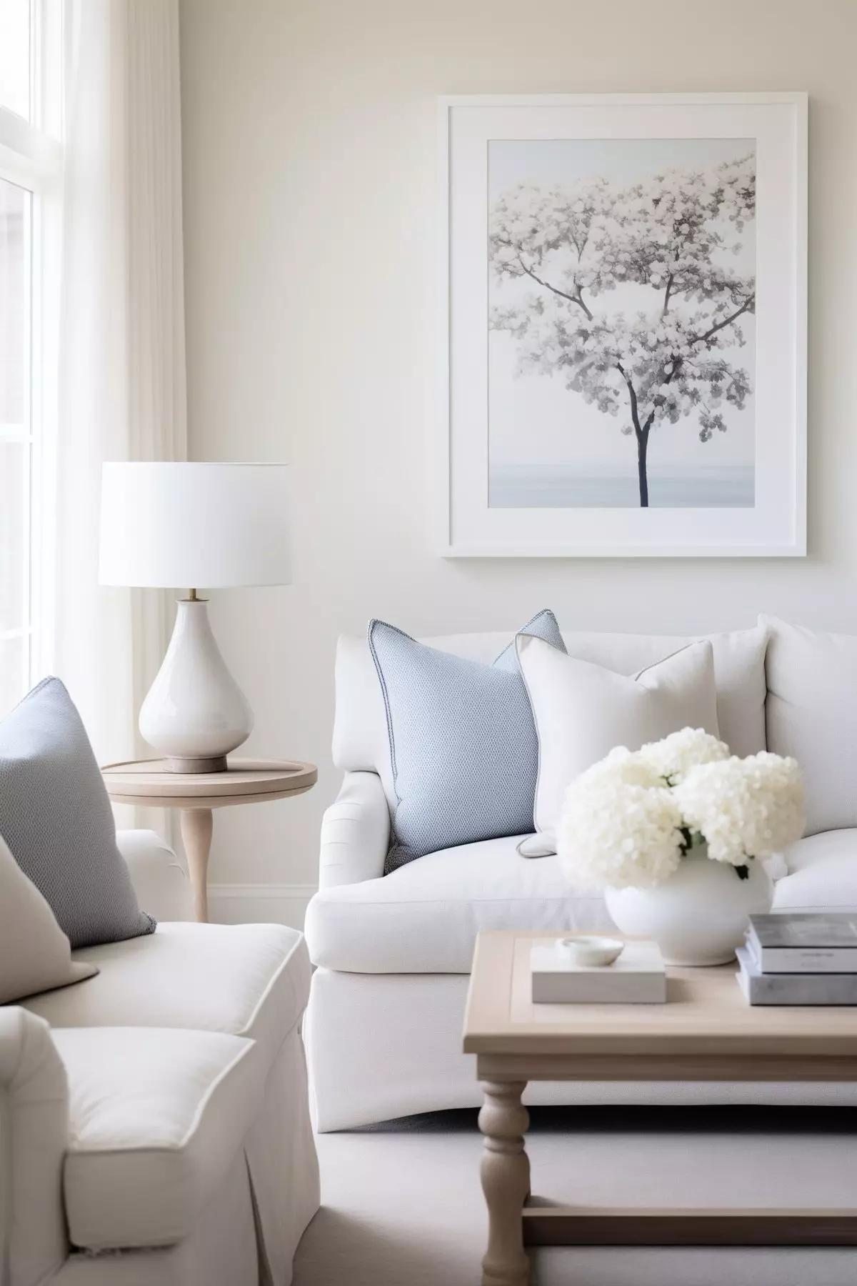 Modern office with built-in bookcases and a large desk. The walls are painted Benjamin Moore silver satin.