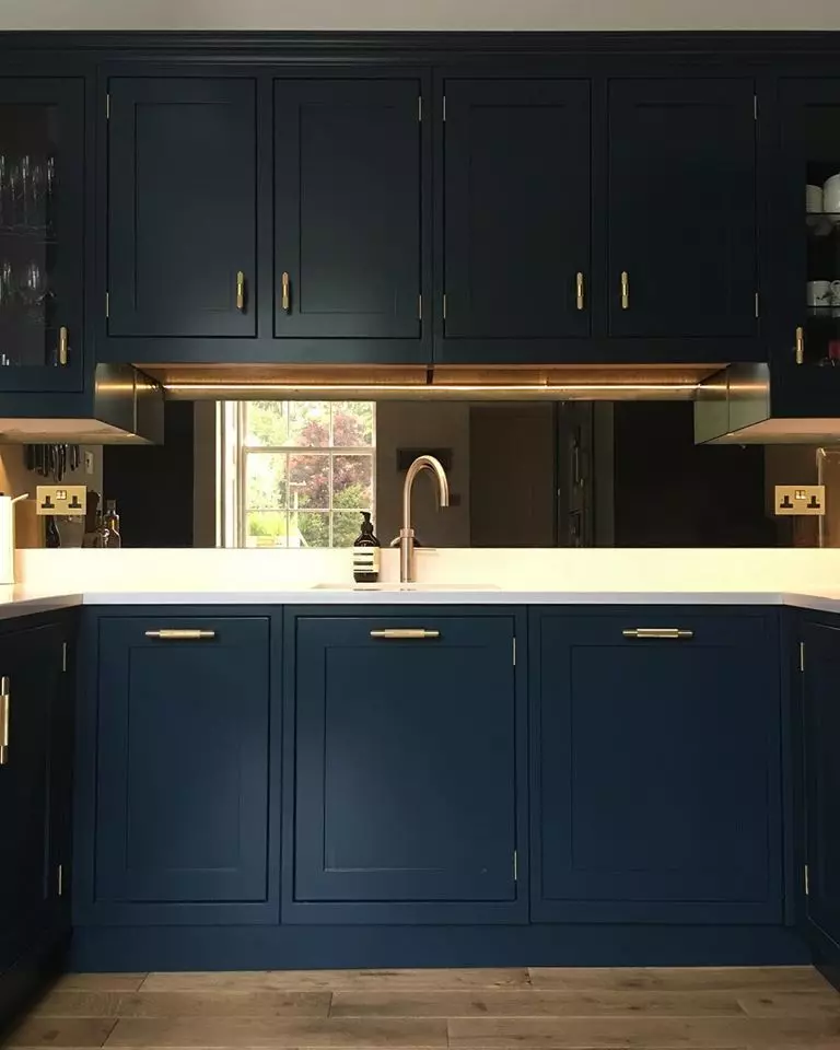 Copper And Navy Blue Kitchen