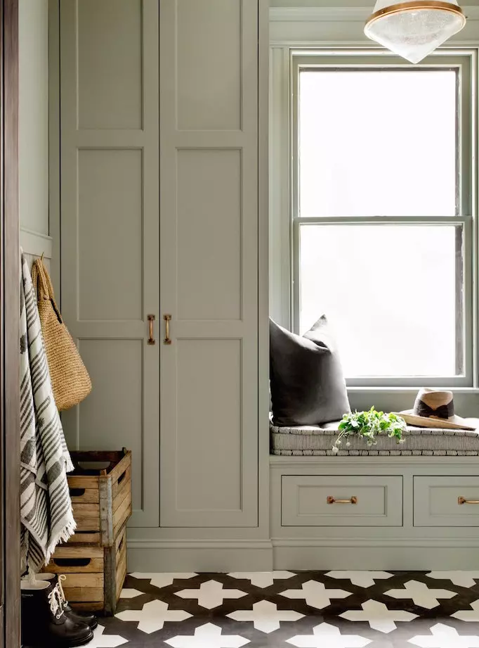 Beautiful green cabinetry in the kitchen