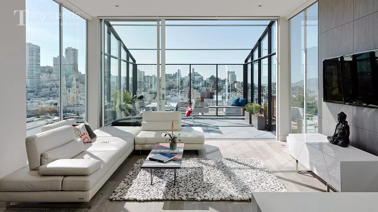 Light and airy modern condo living room.